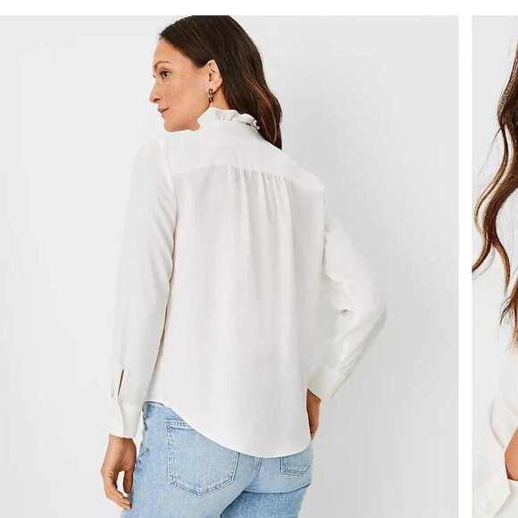 Ann Taylor Ruffle Button Top - Picture 3 of 5